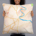 Person holding 22x22 Custom Shepherdstown West Virginia Map Throw Pillow in Watercolor