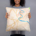 Person holding 18x18 Custom Shepherdstown West Virginia Map Throw Pillow in Watercolor