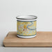 Front View Custom Shepherdstown West Virginia Map Enamel Mug in Woodblock on Cutting Board