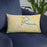 Custom Shepherdstown West Virginia Map Throw Pillow in Woodblock on Blue Colored Chair
