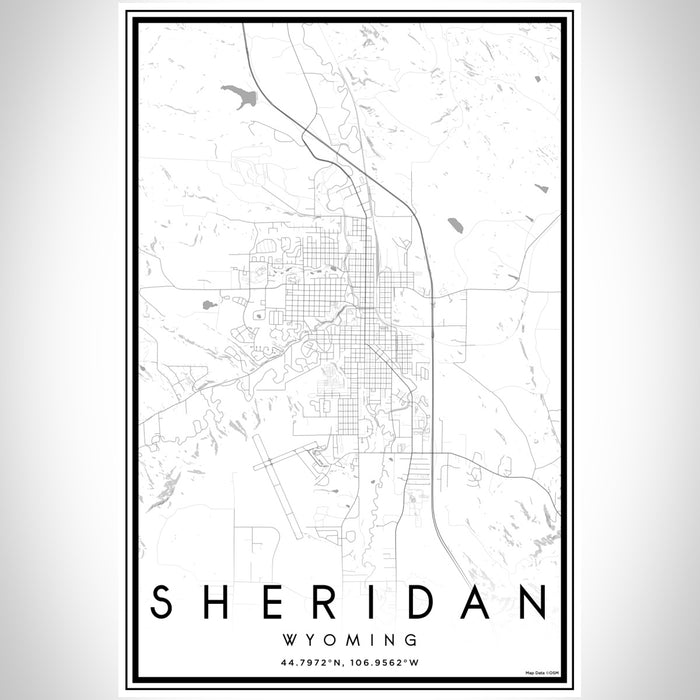 Sheridan Wyoming Map Print Portrait Orientation in Classic Style With Shaded Background