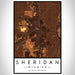 Sheridan Wyoming Map Print Portrait Orientation in Ember Style With Shaded Background