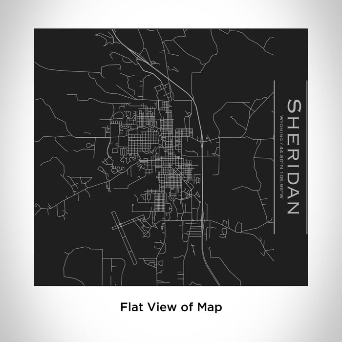 Rendered View of Sheridan Wyoming Map Engraving on 17oz Stainless Steel Insulated Tumbler in Black