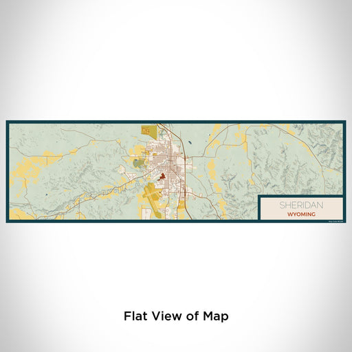 Flat View of Map Custom Sheridan Wyoming Map Enamel Mug in Woodblock