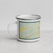 Left View Custom Sheridan Wyoming Map Enamel Mug in Woodblock