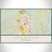 Sheridan Wyoming Map Print Landscape Orientation in Woodblock Style With Shaded Background