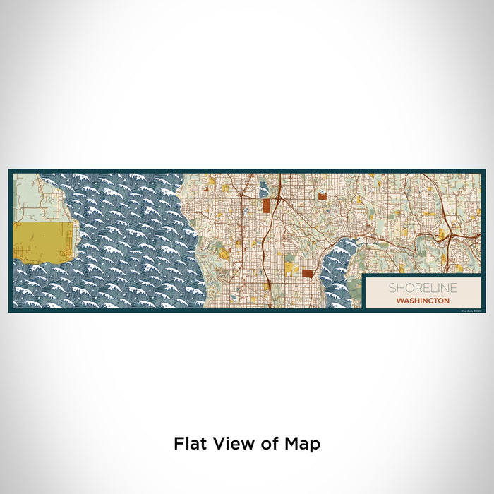 Flat View of Map Custom Shoreline Washington Map Enamel Mug in Woodblock