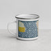 Left View Custom Shoreline Washington Map Enamel Mug in Woodblock