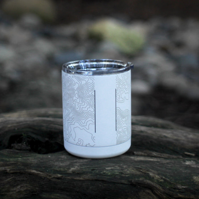 Custom Engraved City Map Inscription Coordinates on 10oz Stainless Steel Insulated Cup with Sliding Lid in White