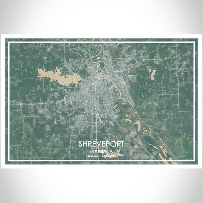 Shreveport Louisiana Map Print Landscape Orientation in Afternoon Style With Shaded Background