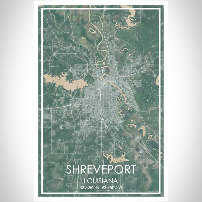Shreveport Louisiana Map Print Portrait Orientation in Afternoon Style With Shaded Background