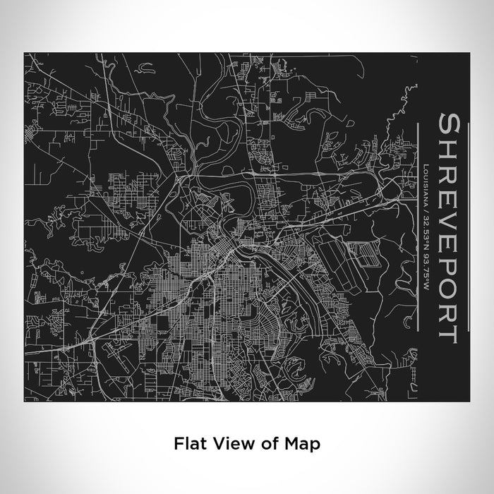 Rendered View of Shreveport Louisiana Map Engraving on 20oz Stainless Steel Insulated Bottle with Bamboo Top in Black