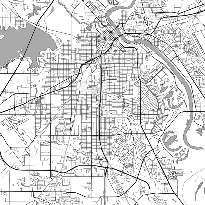 Shreveport Louisiana Map Print in Classic Style Zoomed In Close Up Showing Details