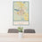 24x36 Shreveport Louisiana Map Print Portrait Orientation in Woodblock Style Behind 2 Chairs Table and Potted Plant
