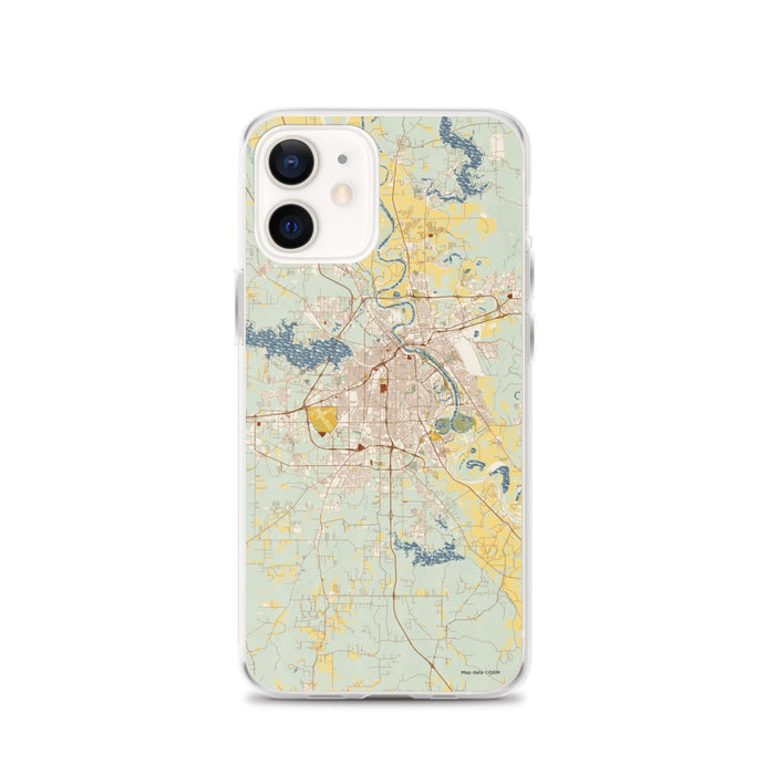 Custom Shreveport Louisiana Map iPhone 12 Phone Case in Woodblock