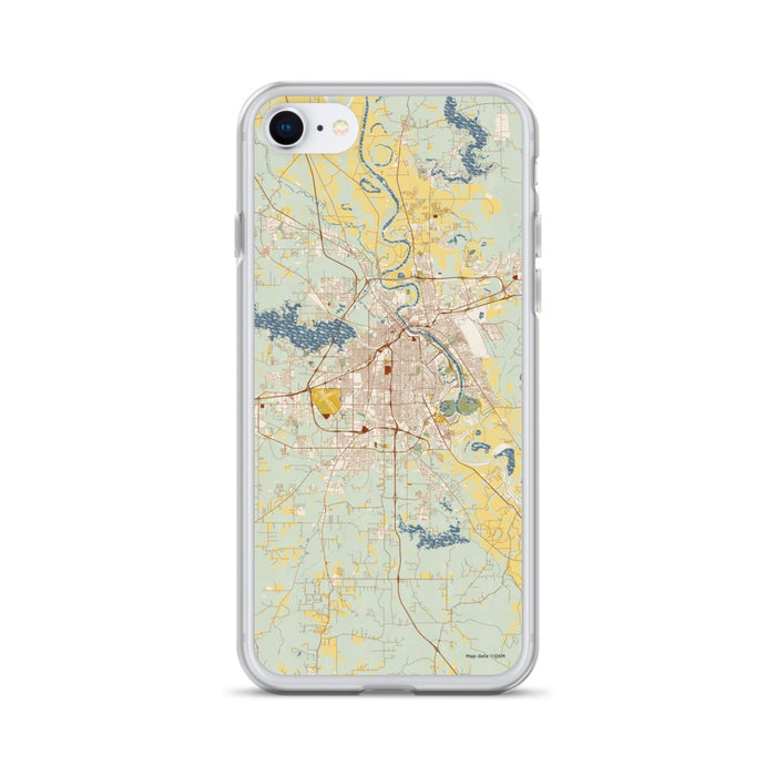 Custom Shreveport Louisiana Map iPhone SE Phone Case in Woodblock