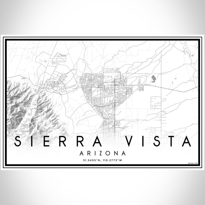 Sierra Vista Arizona Map Print Landscape Orientation in Classic Style With Shaded Background