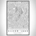 Silver Lake California Map Print Portrait Orientation in Classic Style With Shaded Background