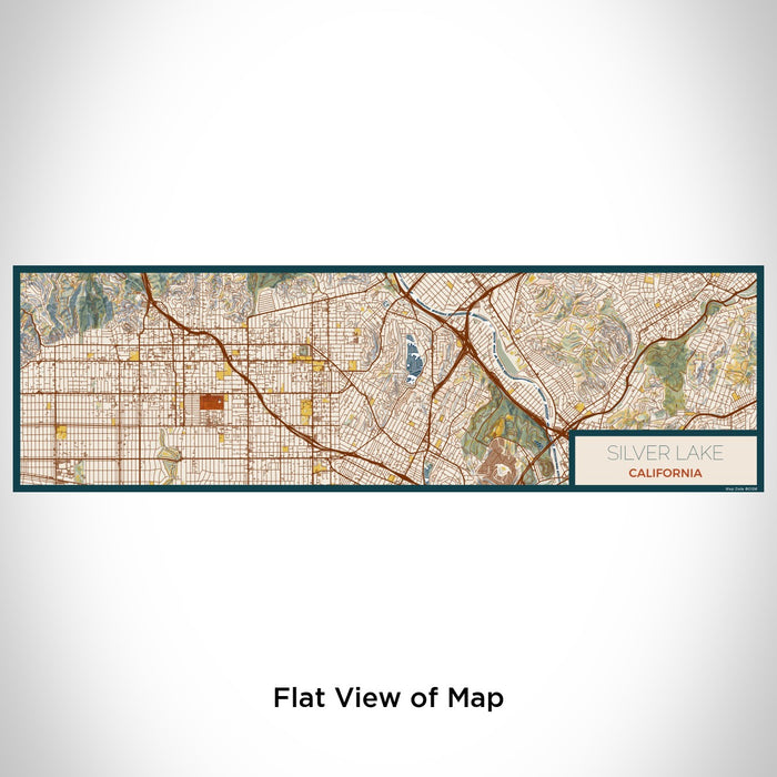 Flat View of Map Custom Silver Lake California Map Enamel Mug in Woodblock