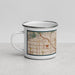 Left View Custom Silver Lake California Map Enamel Mug in Woodblock