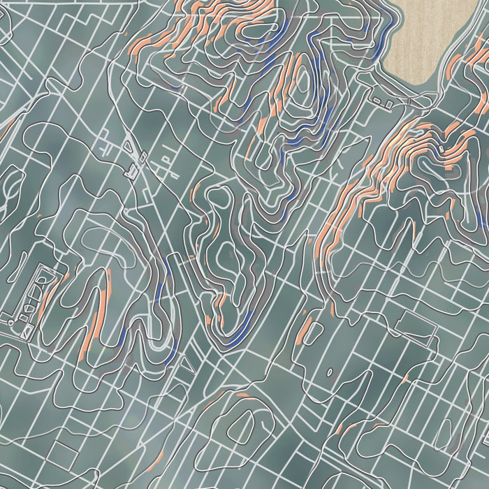 Silver Lake Los Angeles Map Print in Afternoon Style Zoomed In Close Up Showing Details