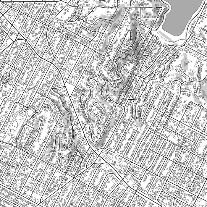Silver Lake Los Angeles Map Print in Classic Style Zoomed In Close Up Showing Details