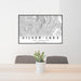 24x36 Silver Lake Los Angeles Map Print Landscape Orientation in Classic Style Behind 2 Chairs Table and Potted Plant
