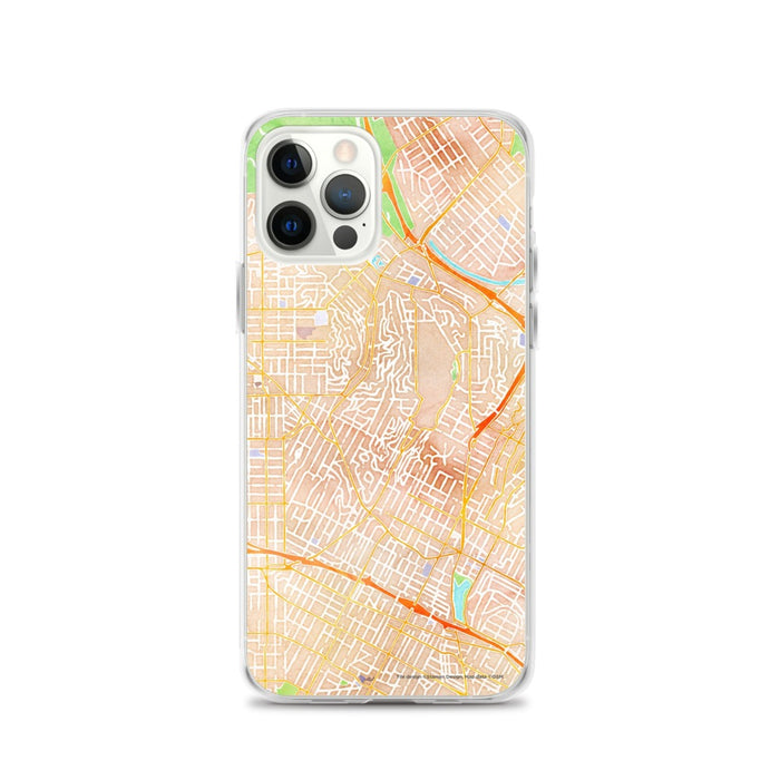 Custom Silver Lake Los Angeles Map iPhone 12 Pro Phone Case in Watercolor