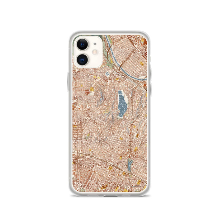Custom Silver Lake Los Angeles Map Phone Case in Woodblock