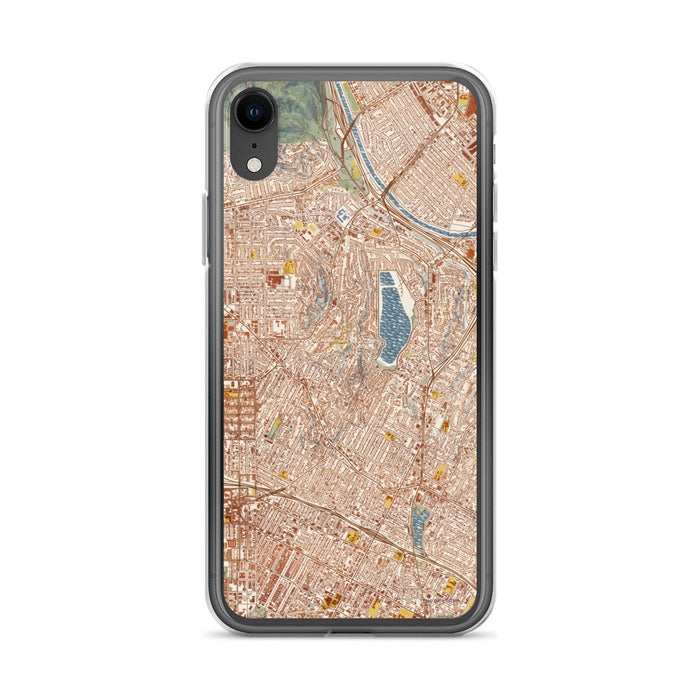 Custom Silver Lake Los Angeles Map Phone Case in Woodblock