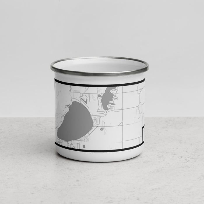 Front View Custom Silver Lake Michigan Map Enamel Mug in Classic