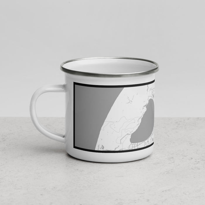 Left View Custom Silver Lake Michigan Map Enamel Mug in Classic