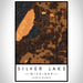 Silver Lake Michigan Map Print Portrait Orientation in Ember Style With Shaded Background