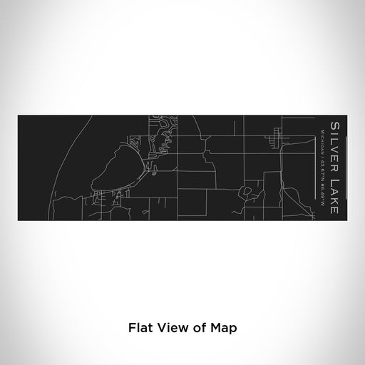 Rendered View of Silver Lake Michigan Map Engraving on 10oz Stainless Steel Insulated Cup with Sliding Lid in Black