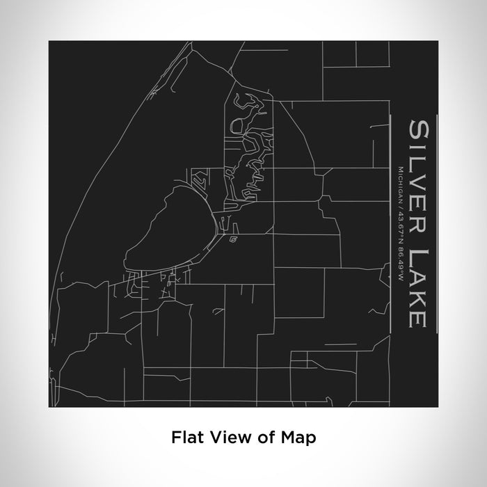 Rendered View of Silver Lake Michigan Map Engraving on 17oz Stainless Steel Insulated Tumbler in Black