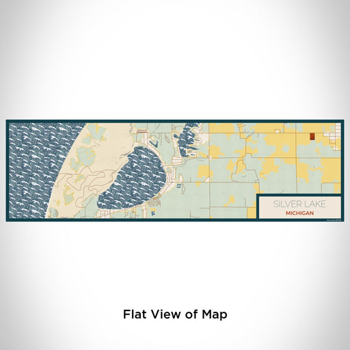 Flat View of Map Custom Silver Lake Michigan Map Enamel Mug in Woodblock
