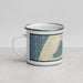 Left View Custom Silver Lake Michigan Map Enamel Mug in Woodblock