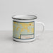 Right View Custom Silver Lake Michigan Map Enamel Mug in Woodblock