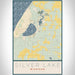 Silver Lake Michigan Map Print Portrait Orientation in Woodblock Style With Shaded Background