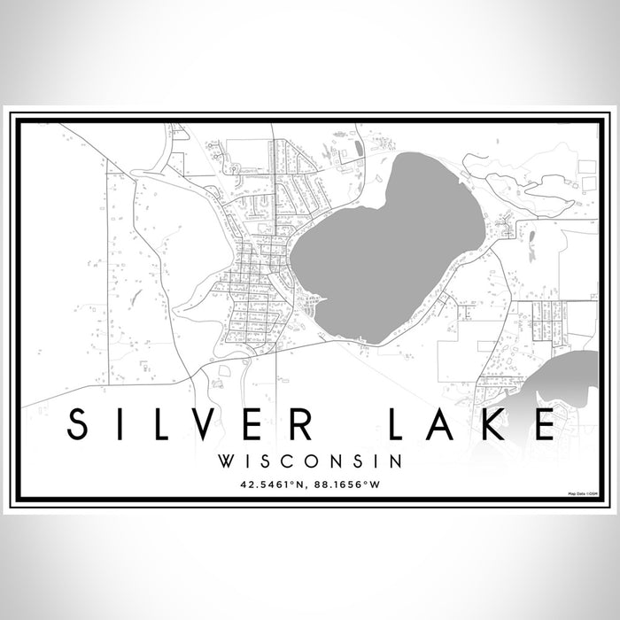 Silver Lake Wisconsin Map Print Landscape Orientation in Classic Style With Shaded Background
