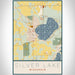 Silver Lake Wisconsin Map Print Portrait Orientation in Woodblock Style With Shaded Background