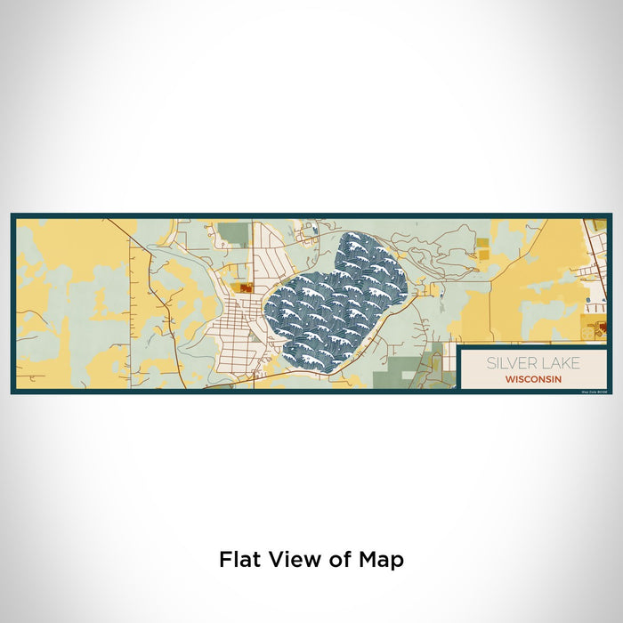 Flat View of Map Custom Silver Lake Wisconsin Map Enamel Mug in Woodblock