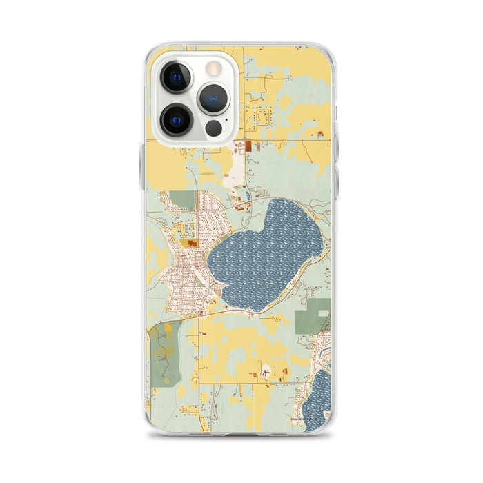 Custom Silver Lake Wisconsin Map iPhone 12 Pro Max Phone Case in Woodblock