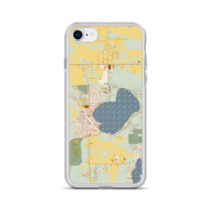 Custom Silver Lake Wisconsin Map iPhone SE Phone Case in Woodblock