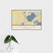 16x24 Silver Lake Wisconsin Map Print Landscape Orientation in Woodblock Style With Tropical Plant Leaves in Water