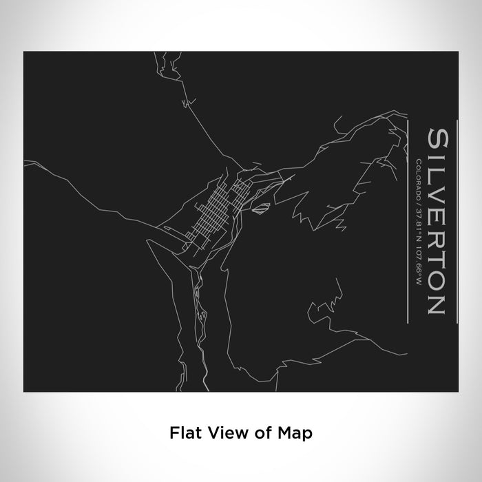 Rendered View of Silverton Colorado Map Engraving on 20oz Stainless Steel Insulated Bottle with Bamboo Top in Black