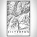 Silverton Colorado Map Print Portrait Orientation in Classic Style With Shaded Background