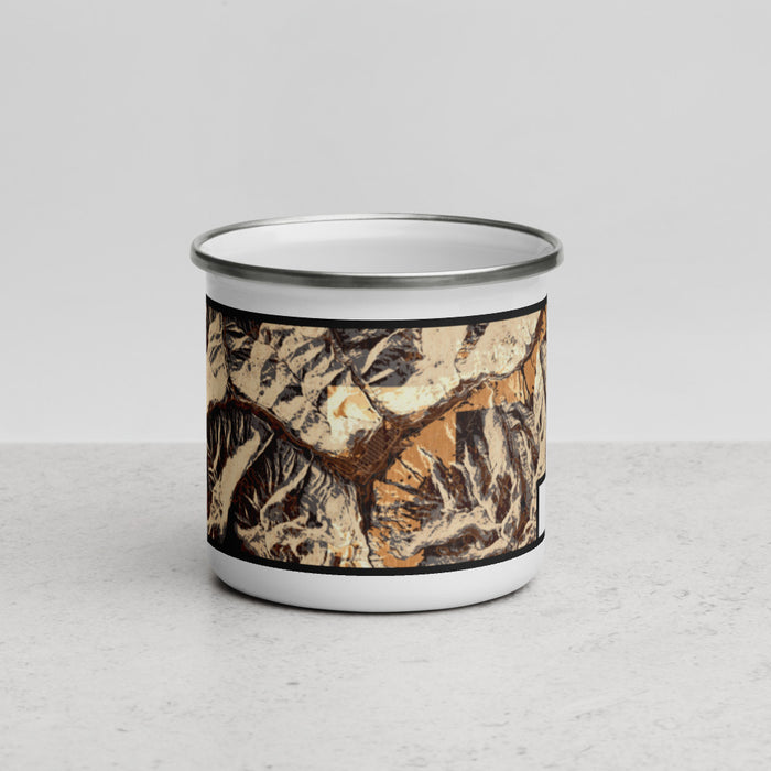 Front View Custom Silverton Colorado Map Enamel Mug in Ember