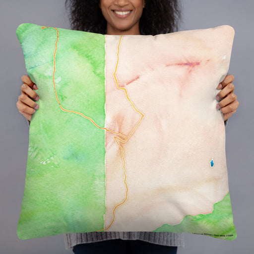 Person holding 22x22 Custom Silverton Colorado Map Throw Pillow in Watercolor