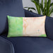 Custom Silverton Colorado Map Throw Pillow in Watercolor on Blue Colored Chair